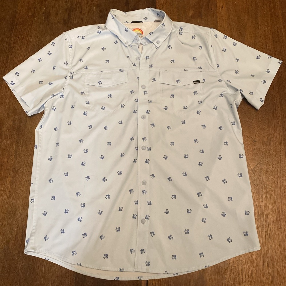 Hurley Light Blue Floral Casual Button Down Shirt